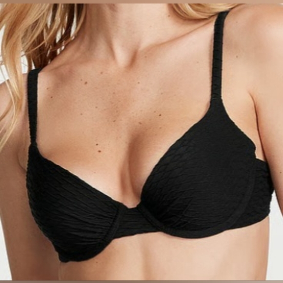 34B/XS VS Swim Icon PushUp Bikini Top HighWaist Full Coverage Bikini Set Black - Picture 7 of 11